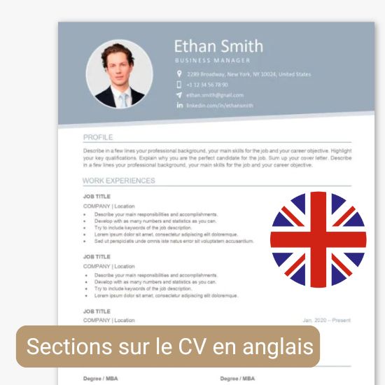 rubriques cv anglais