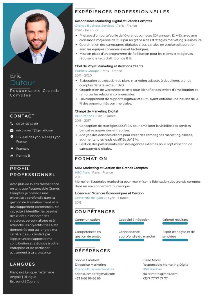 modèle de cv monaco