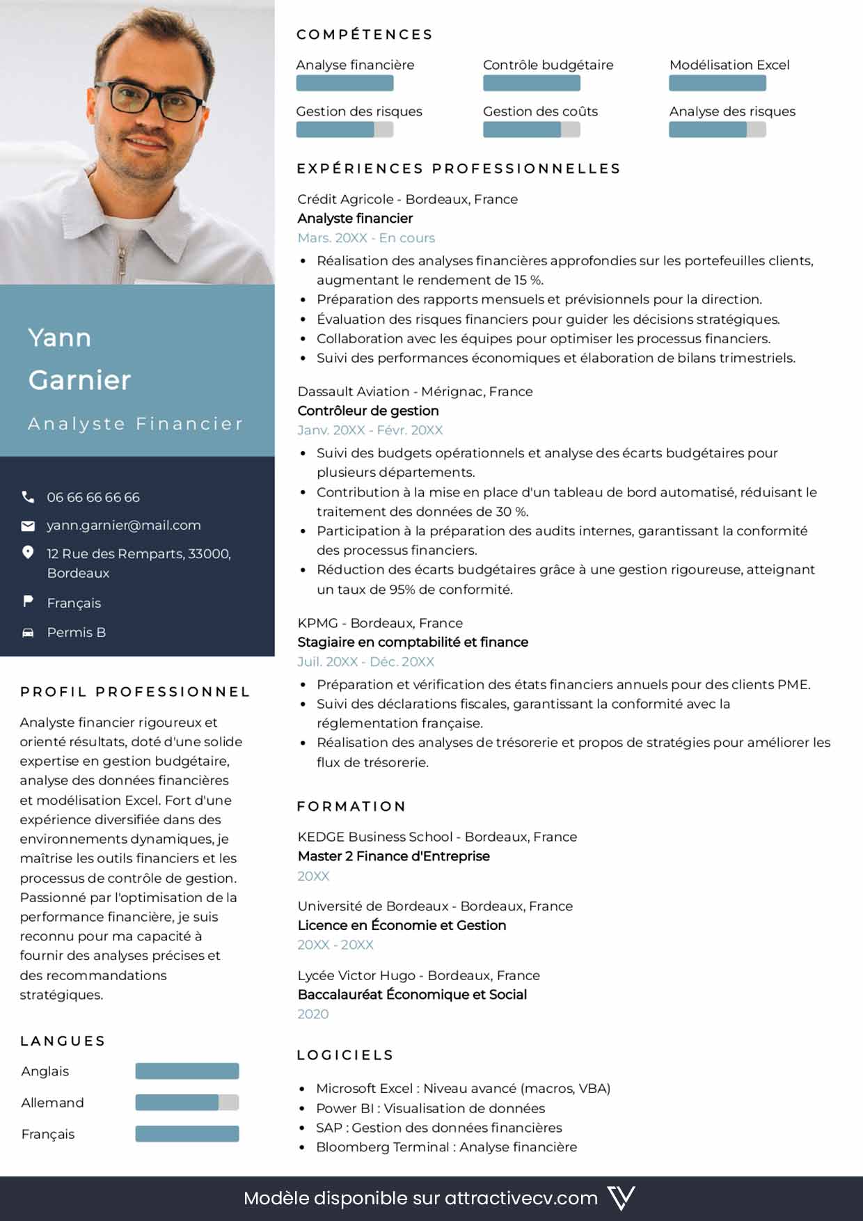 Template de CV type finance original