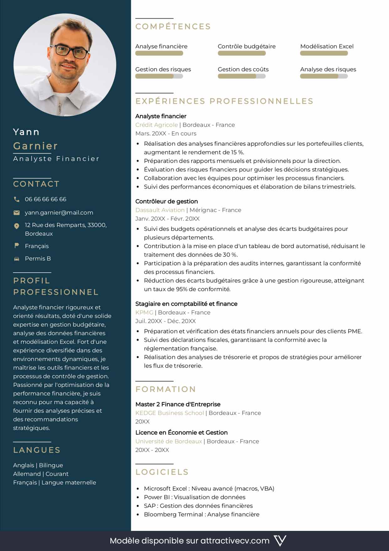 Design de CV type finance efficace et professionnel