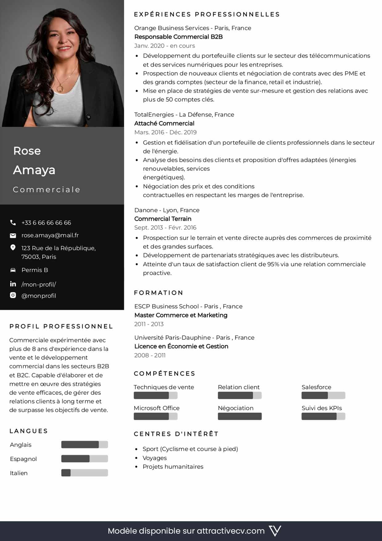 cv commerciale en ligne a remplir
