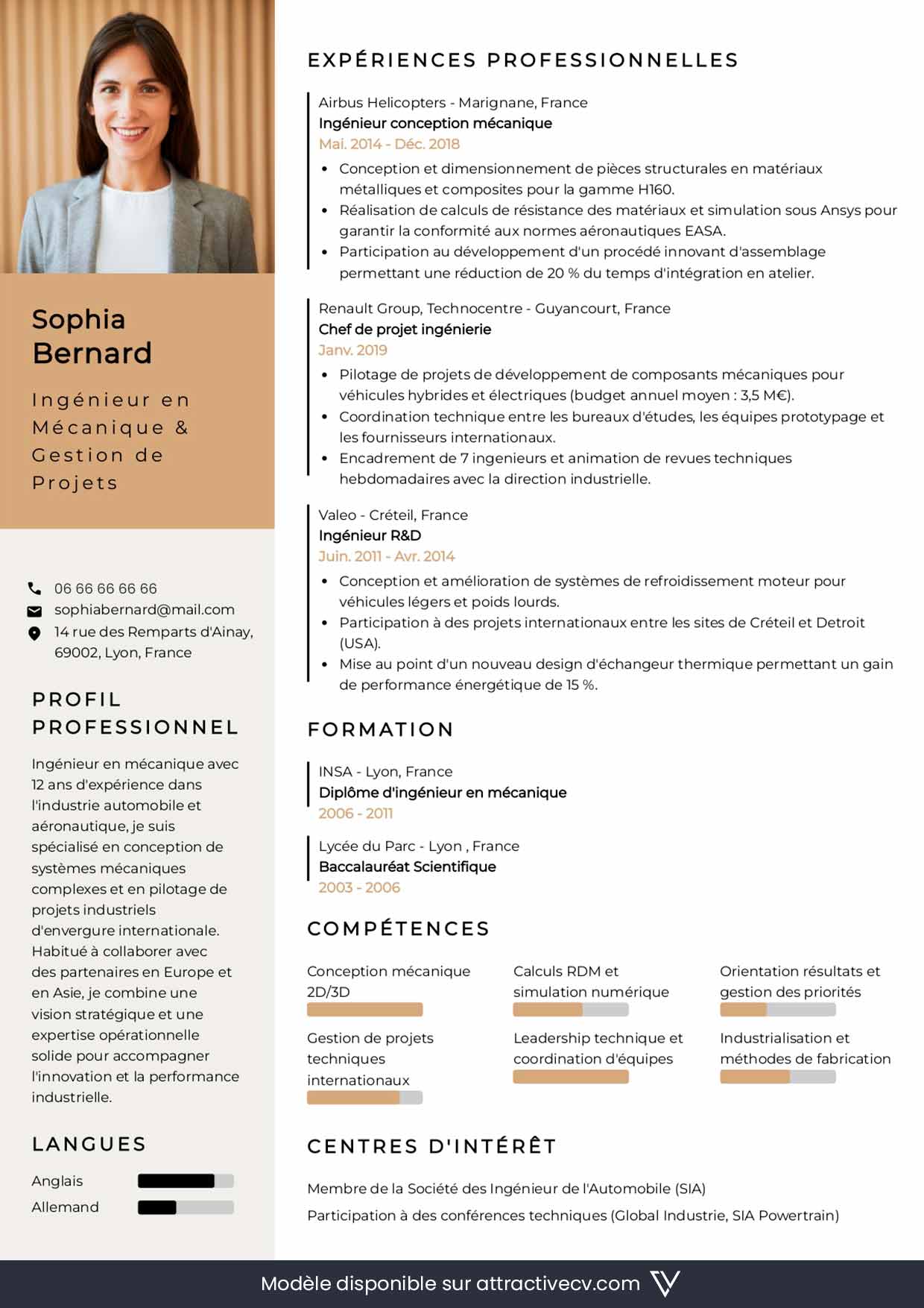 exemple de cv ingénieur à telecharger pour faire un cv