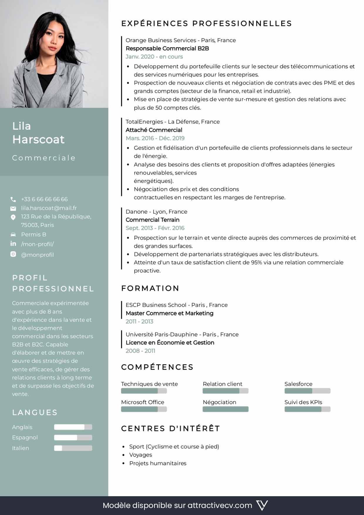modèle de cv pour commercial