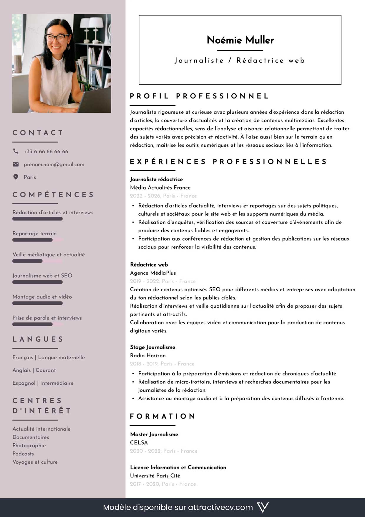 cv journaliste web avec ia