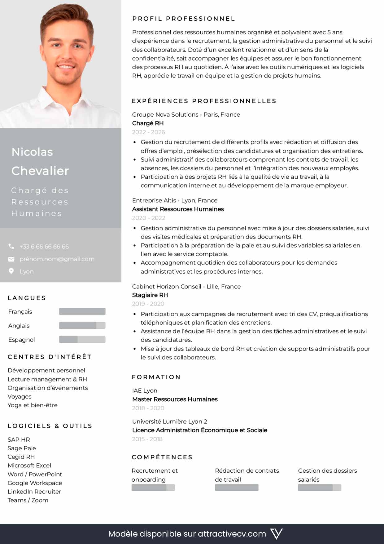 cv ressources humaines a telecharger