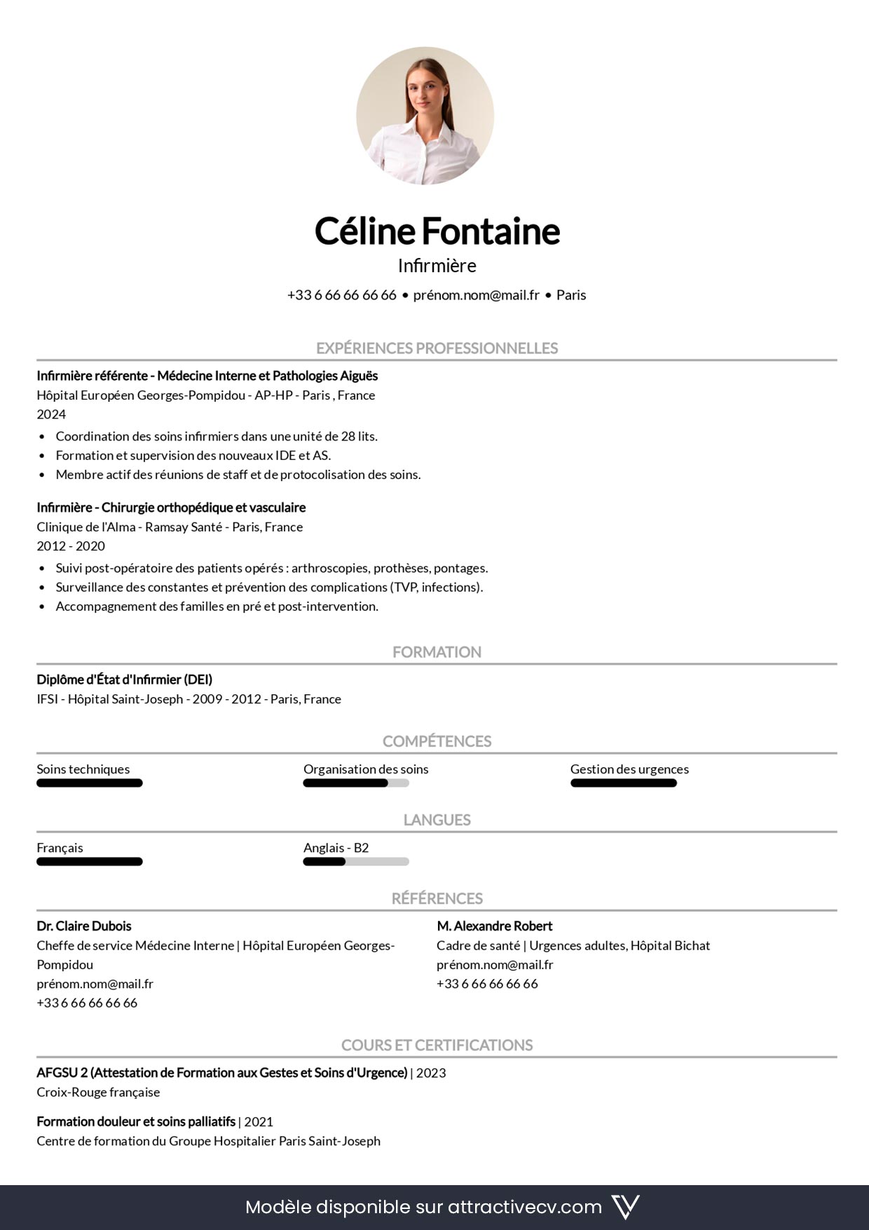 exemple cv infirmiere gratuit simple