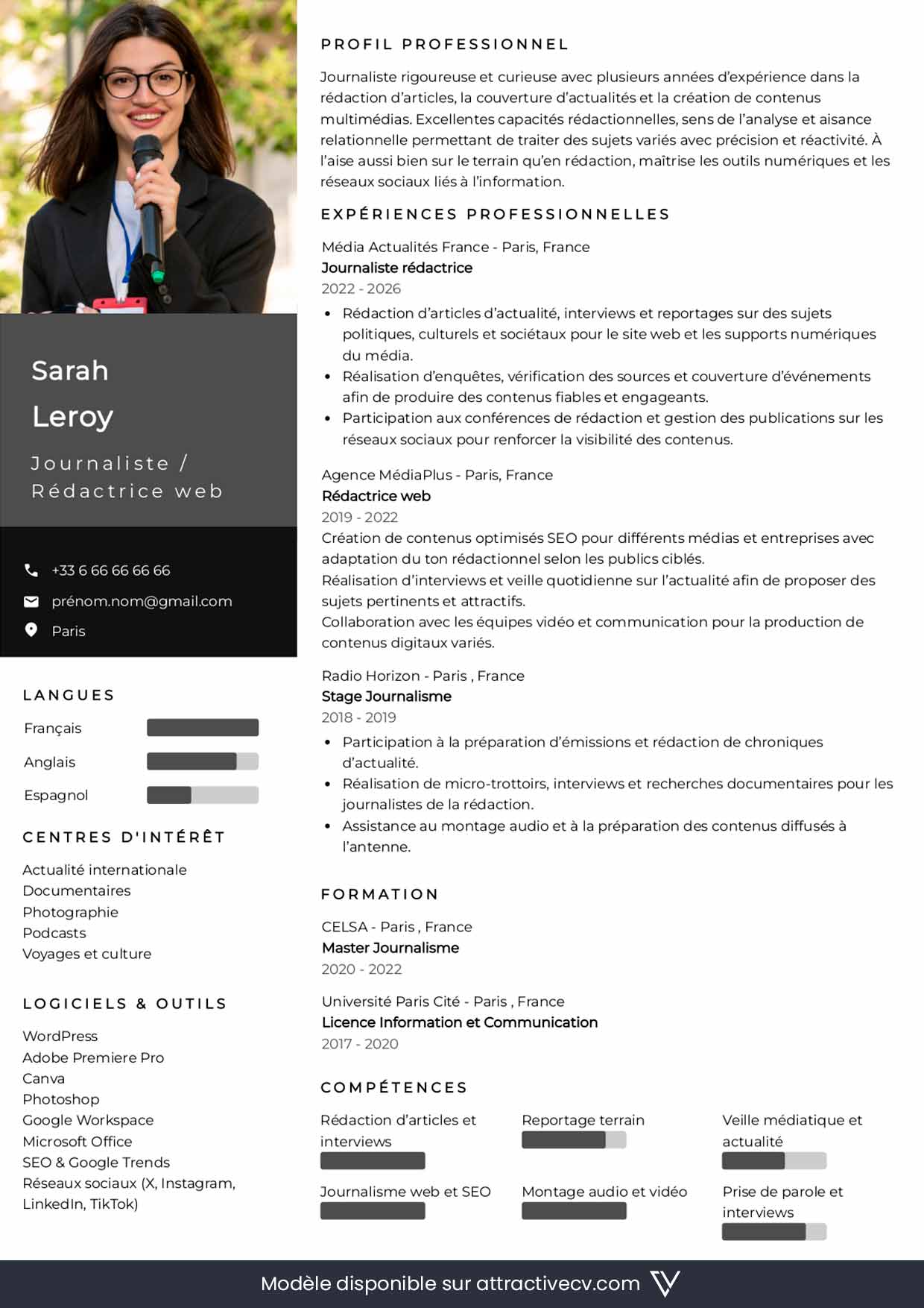 exemple cv journaliste pigiste