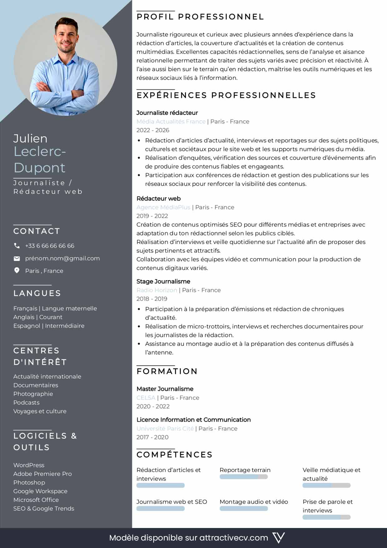 modele cv journalisme en ligne