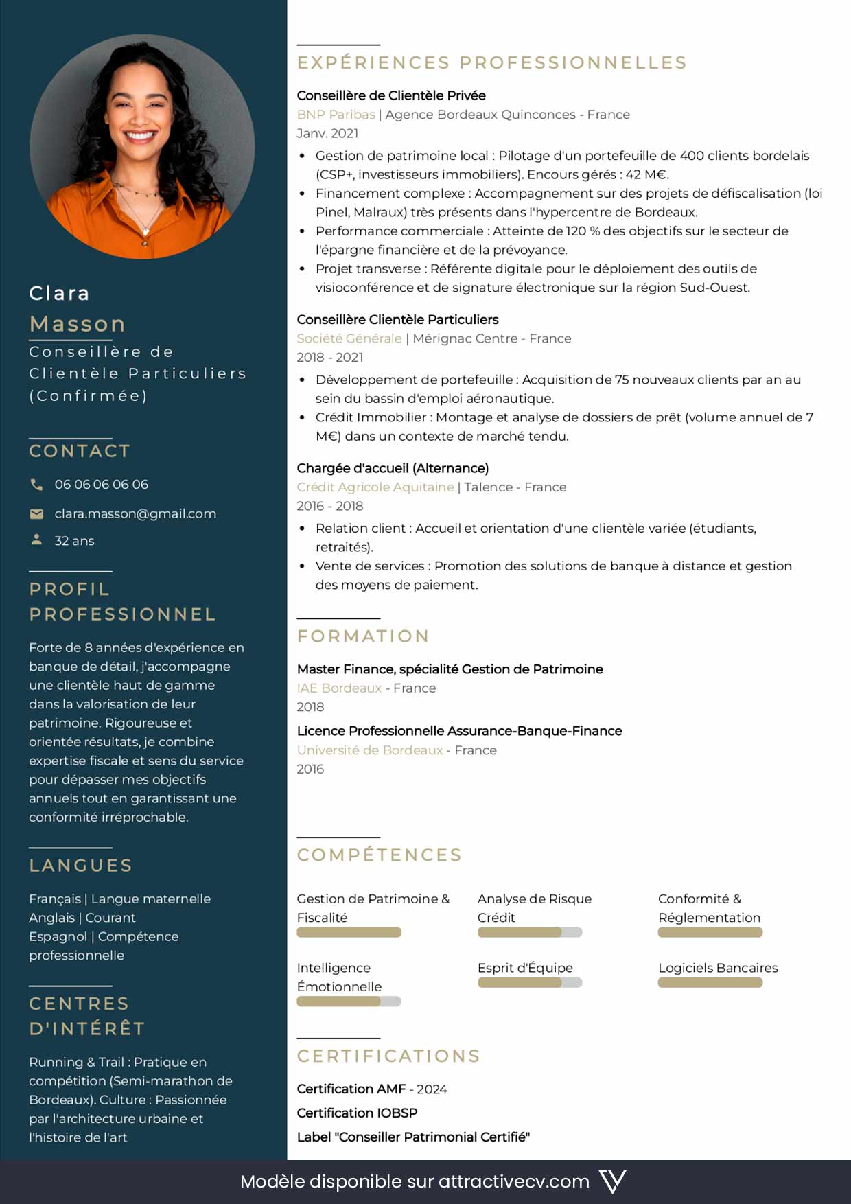 exemple cv banque en ligne
