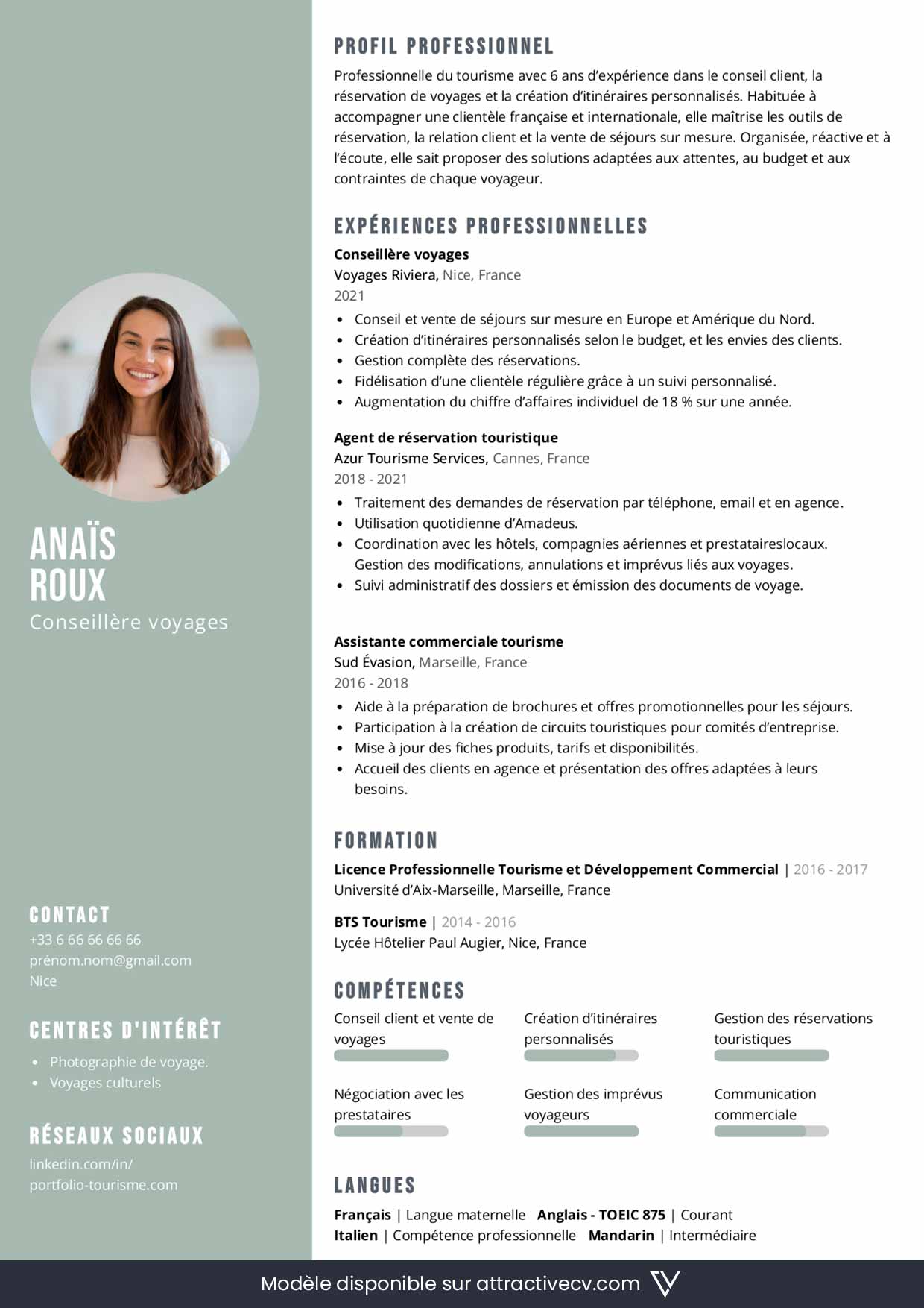 exemple cv conseiller tourisme