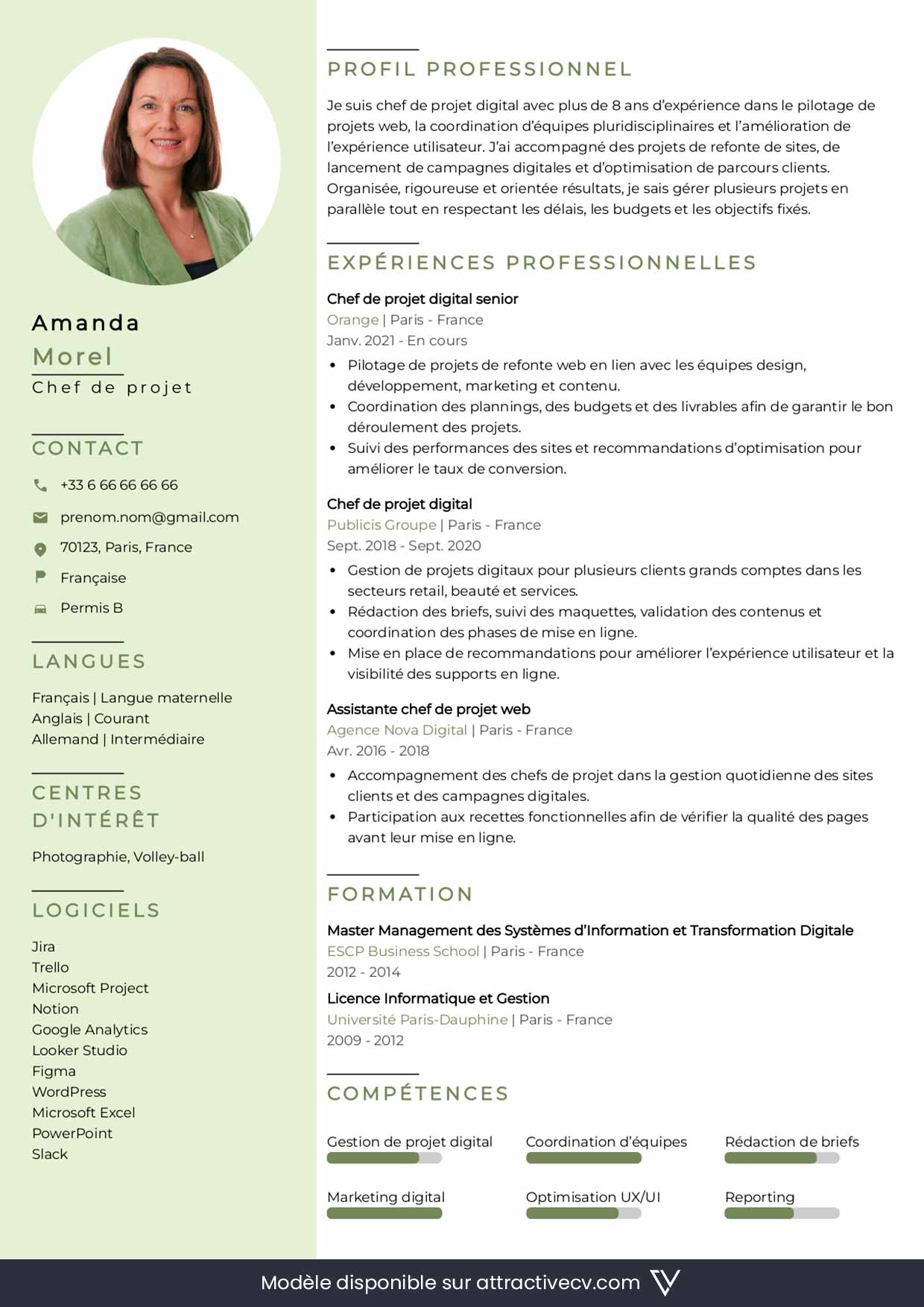 exemple de cv chef de projet avec ia