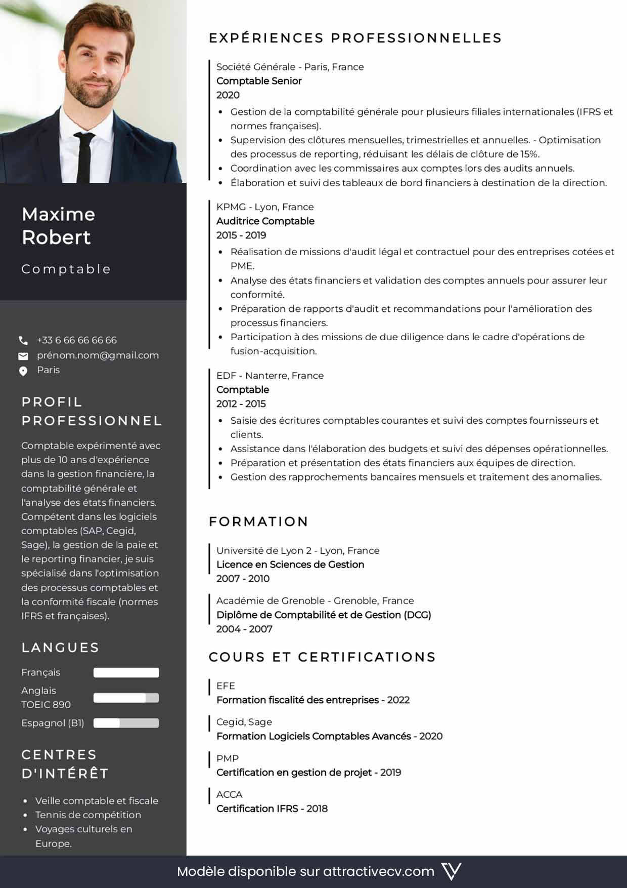 exemple de cv comptabilite