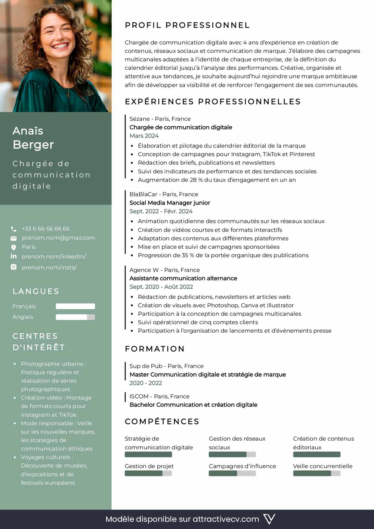 exemple cv communication a telecharger en ligne