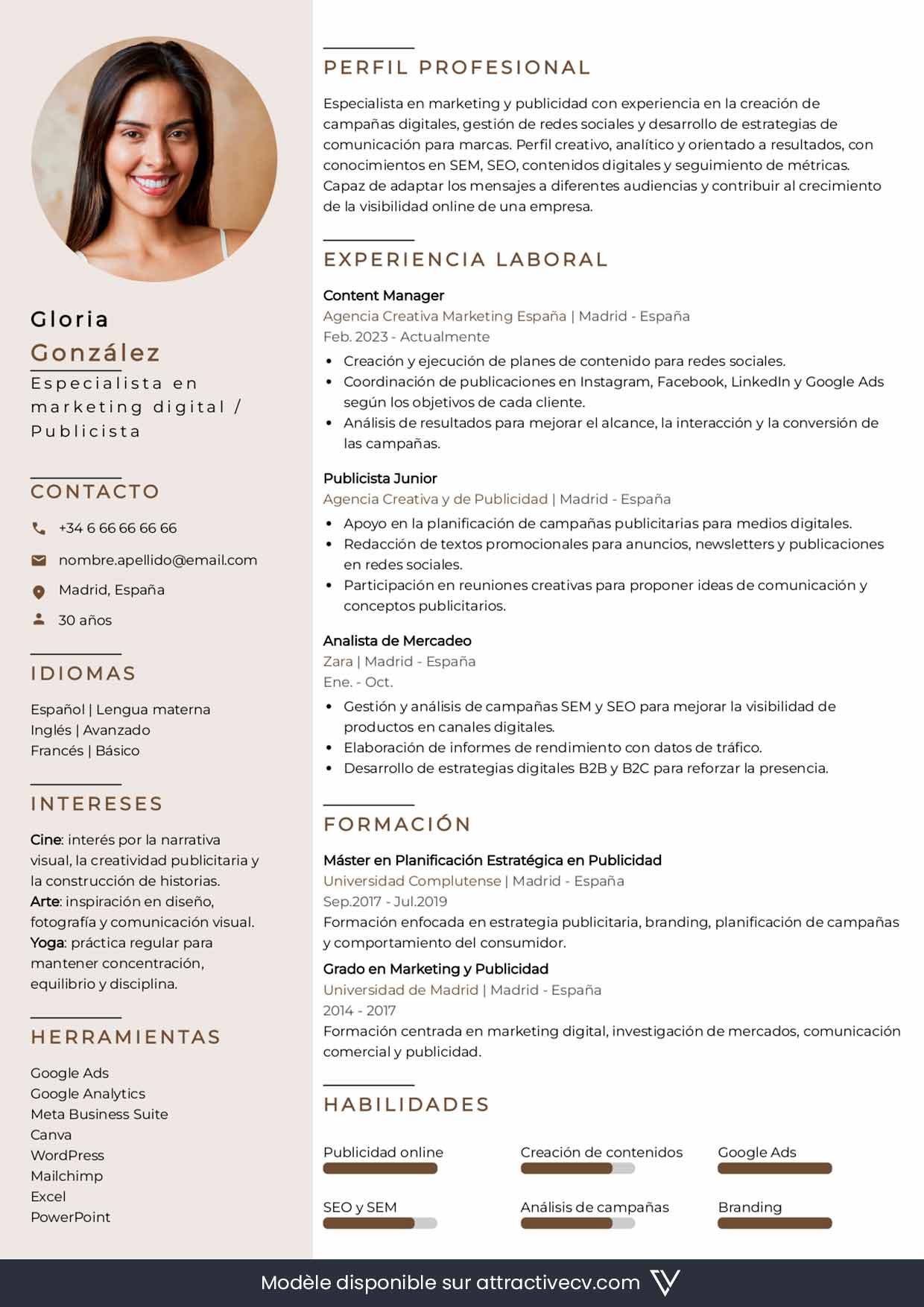 modele cv espagne avec ia