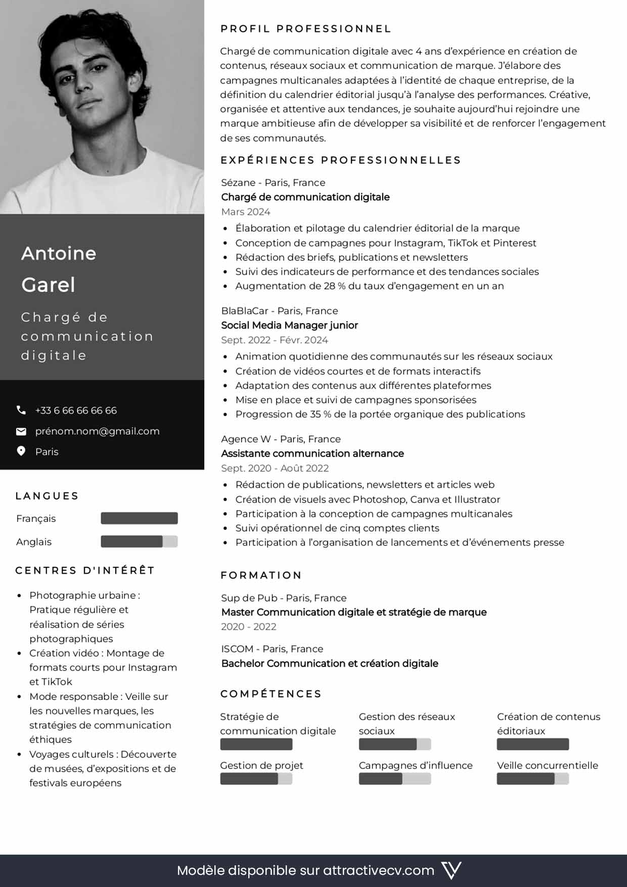 modele de cv communication digitale