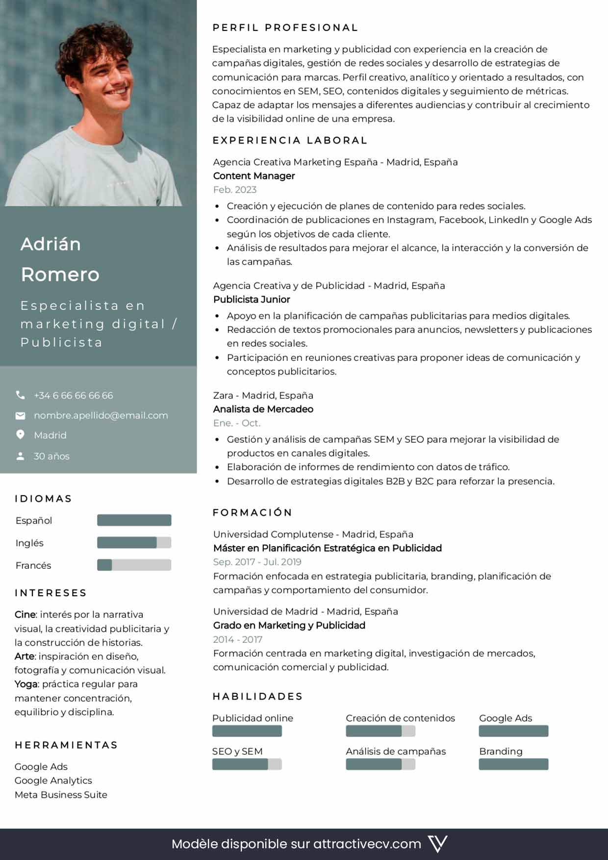 modele de cv en espagnol